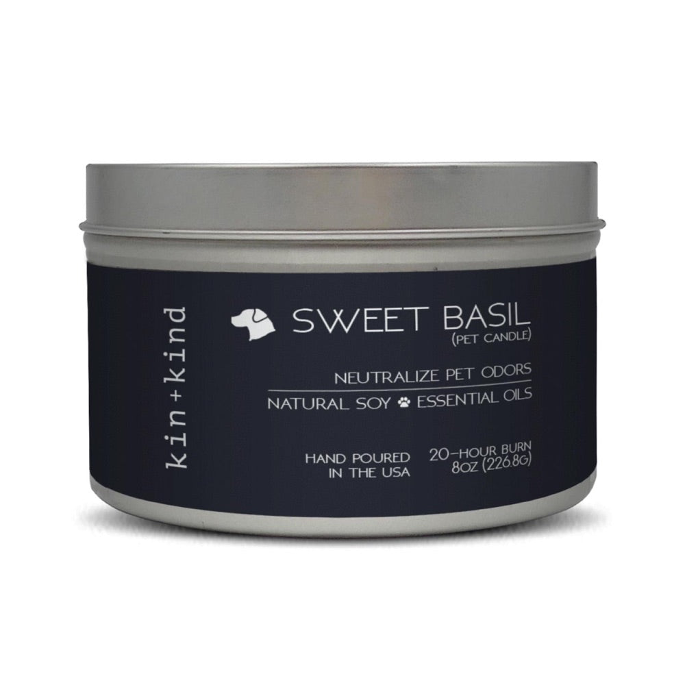 Kin+Kind Pet Odour Neutralising Sweet Basil Candle 8oz