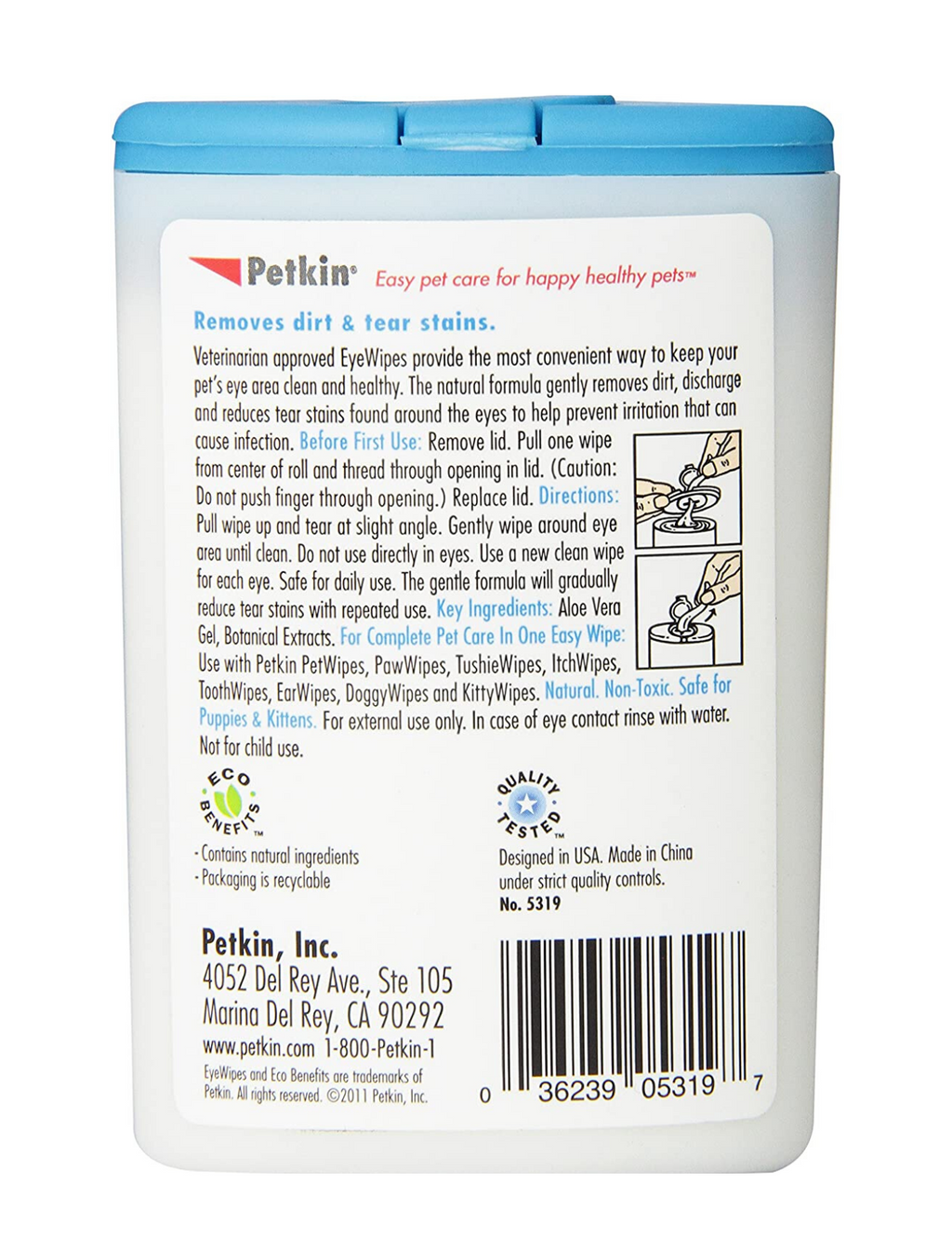 10% OFF: Petkin Tear Stain Eye Wipes For Cats & Dogs 30cts