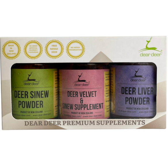 "Dear Deer Dog Supplement Set (Velvet Sinew Supplement, Liver Powder, Sinew Powder)"