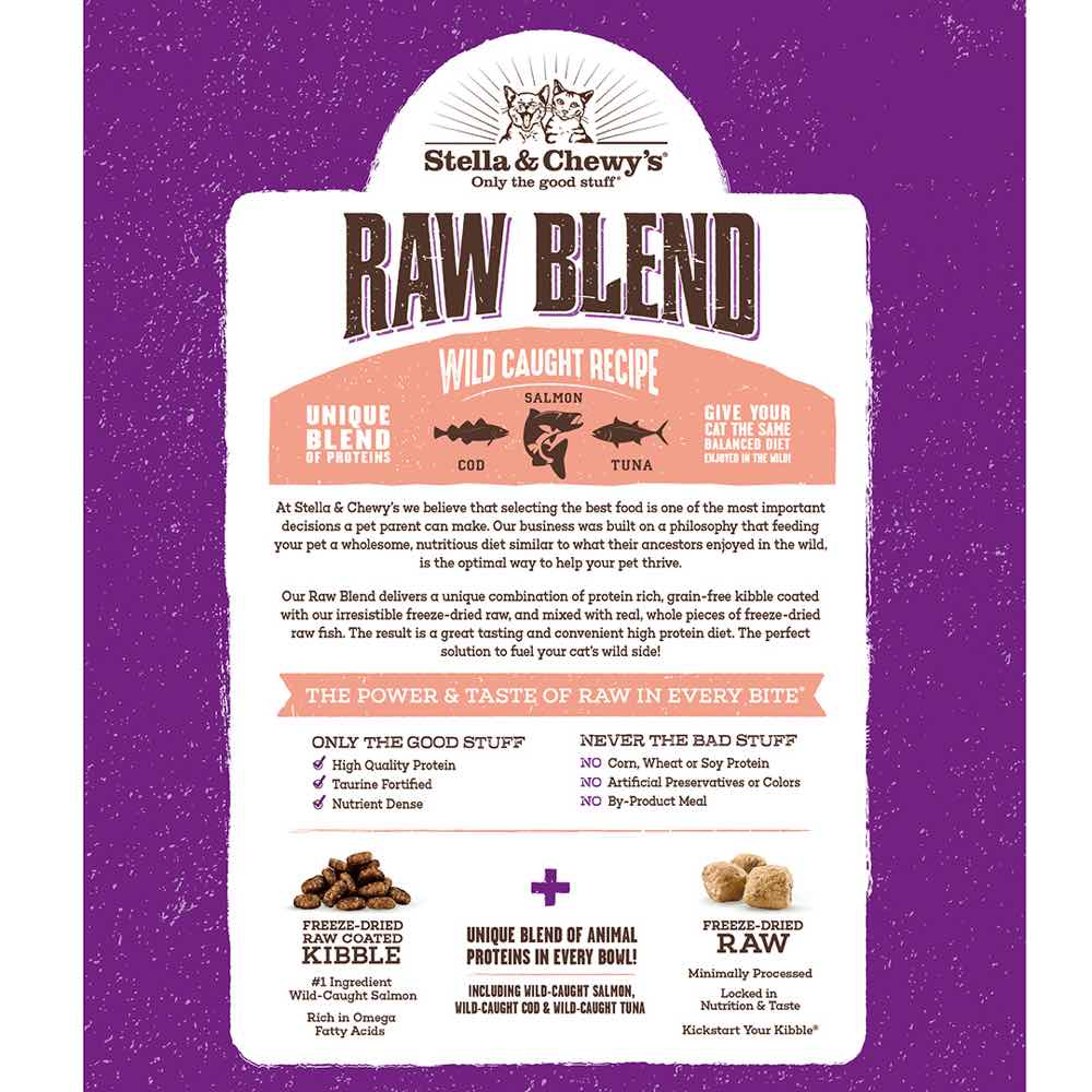 Stella & Chewy's Freeze-Dried Raw Blend Kibble Wild-Caught Fish Grain-Free Dry Cat Food 5lb