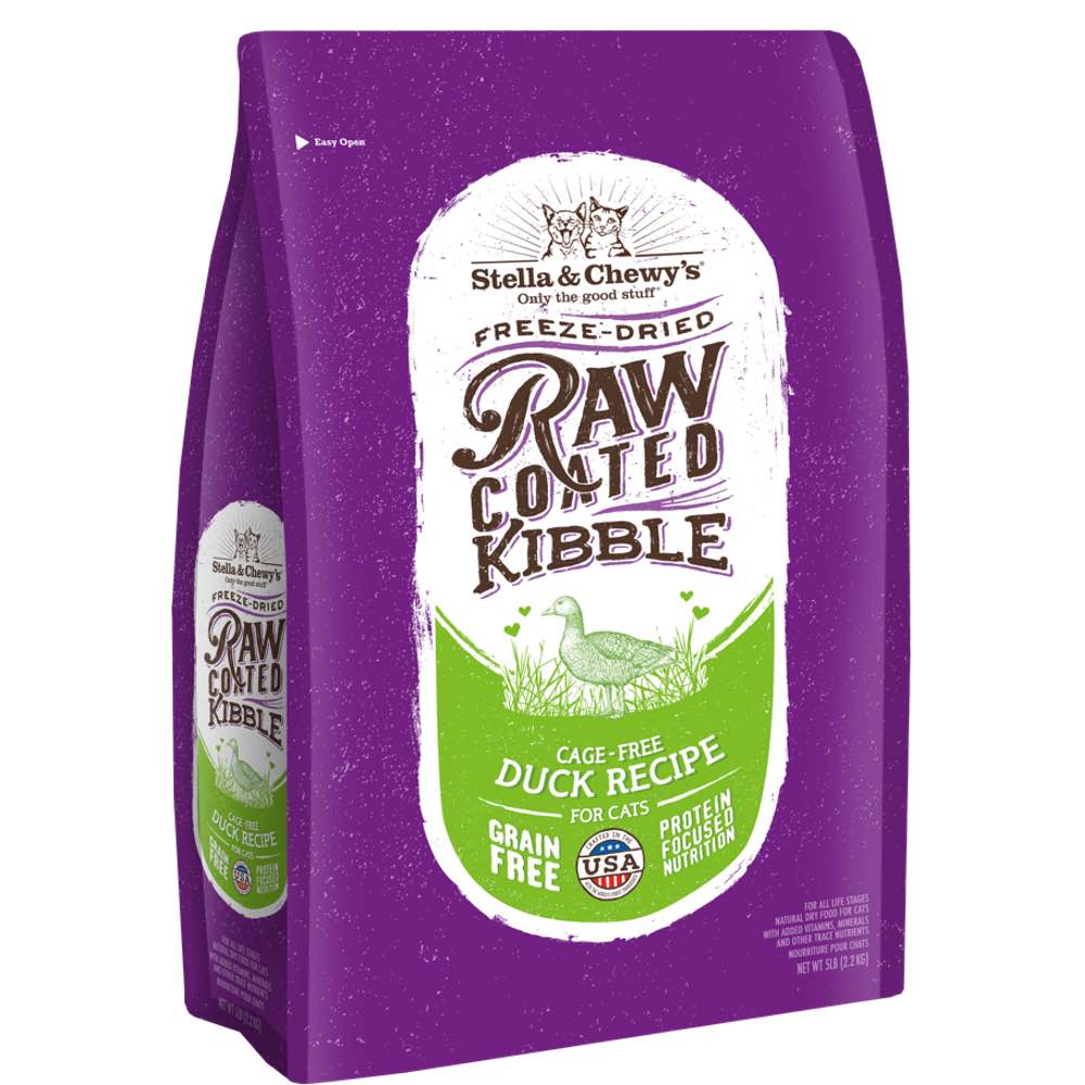 Stella & Chewy??s Freeze-Dried Raw Coated Kibble Cage-Free Duck Grain-Free Dry Cat Food 5lb