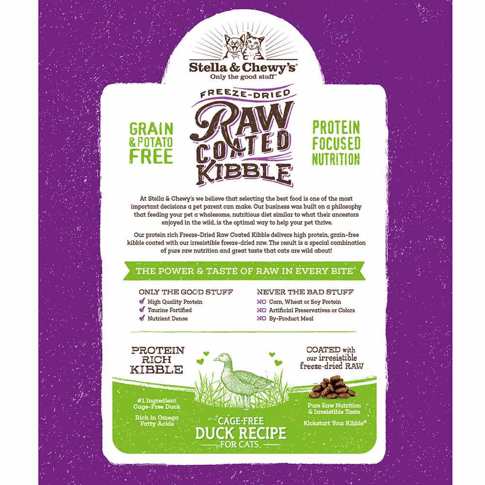 Stella & Chewy??s Freeze-Dried Raw Coated Kibble Cage-Free Duck Grain-Free Dry Cat Food 5lb